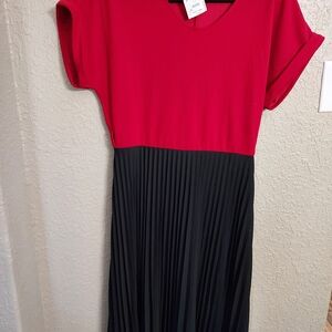 Chic Red and Black Midi Dress